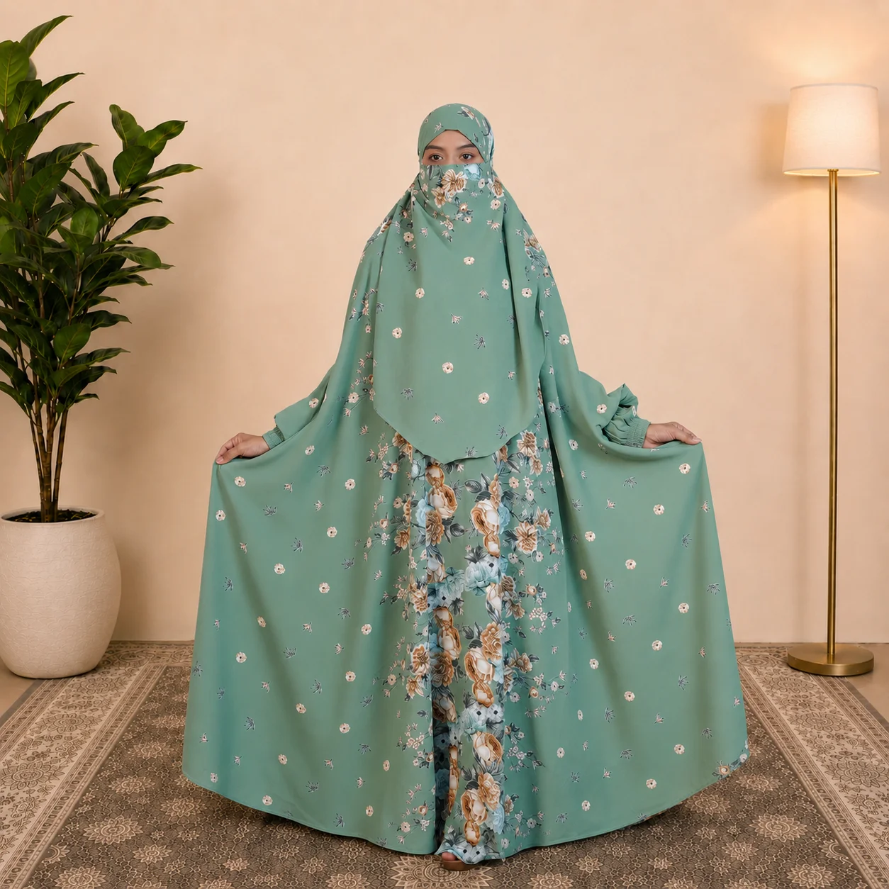Premium Turkish Kaftan Silk Floor Touch Jilbab J404